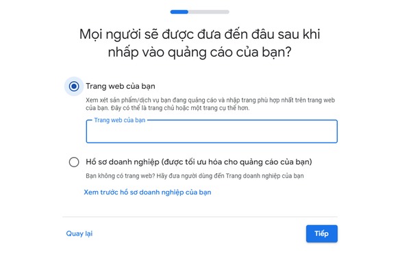 Thiết lập trang đích trong quảng cáo Google